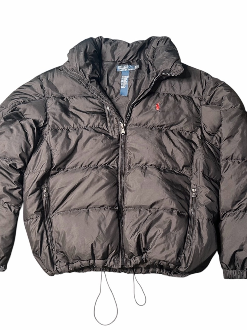 Ralph Lauren Black Men's Packable Puffer Jacket with Red Pony Logo